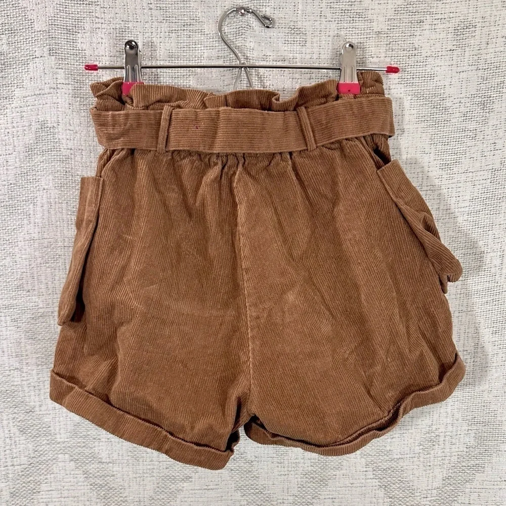 Forever 21 brown corduroy high waisted paperbag waist shorts size S